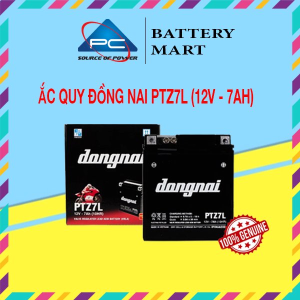 Ắc Quy Đồng Nai PTZ7L 12V-7Ah cho xe máy SH Ý, Vespa, Piaggio, Lead cũ
