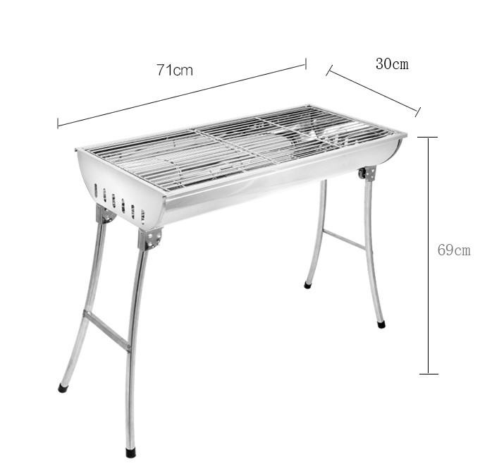 Lò nướng than inox xếp gọn du lịch Full Set 73x33x71cm