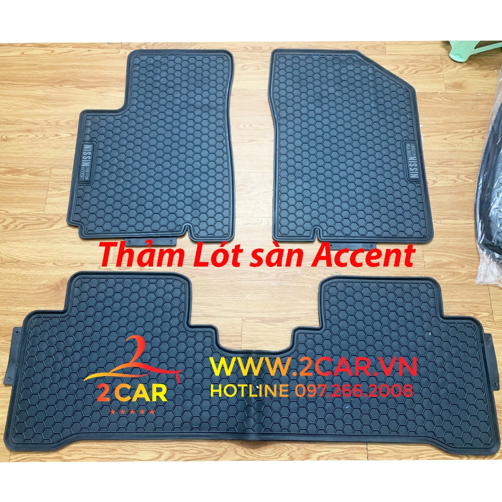 Thảm Lót Sàn Cao Su Xe Hyundai Accent 2018- 2021, 2022- Sàn Cao Su Đúc Accent Ko Mùi Mẫu Nissin chữ trắng