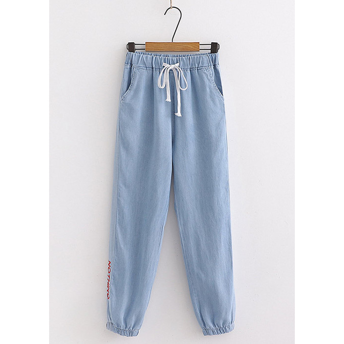 Quần Jean Baggy Jogger Thêu Chữ 717