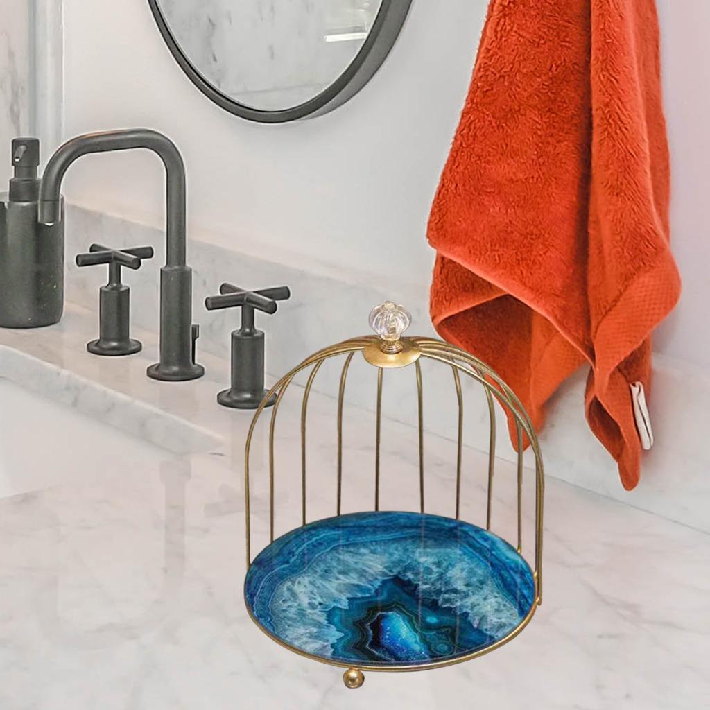 Cosmetics Rack Organizer Holder Dresser Bathroom Makeup Shelf 1-Tier Blue