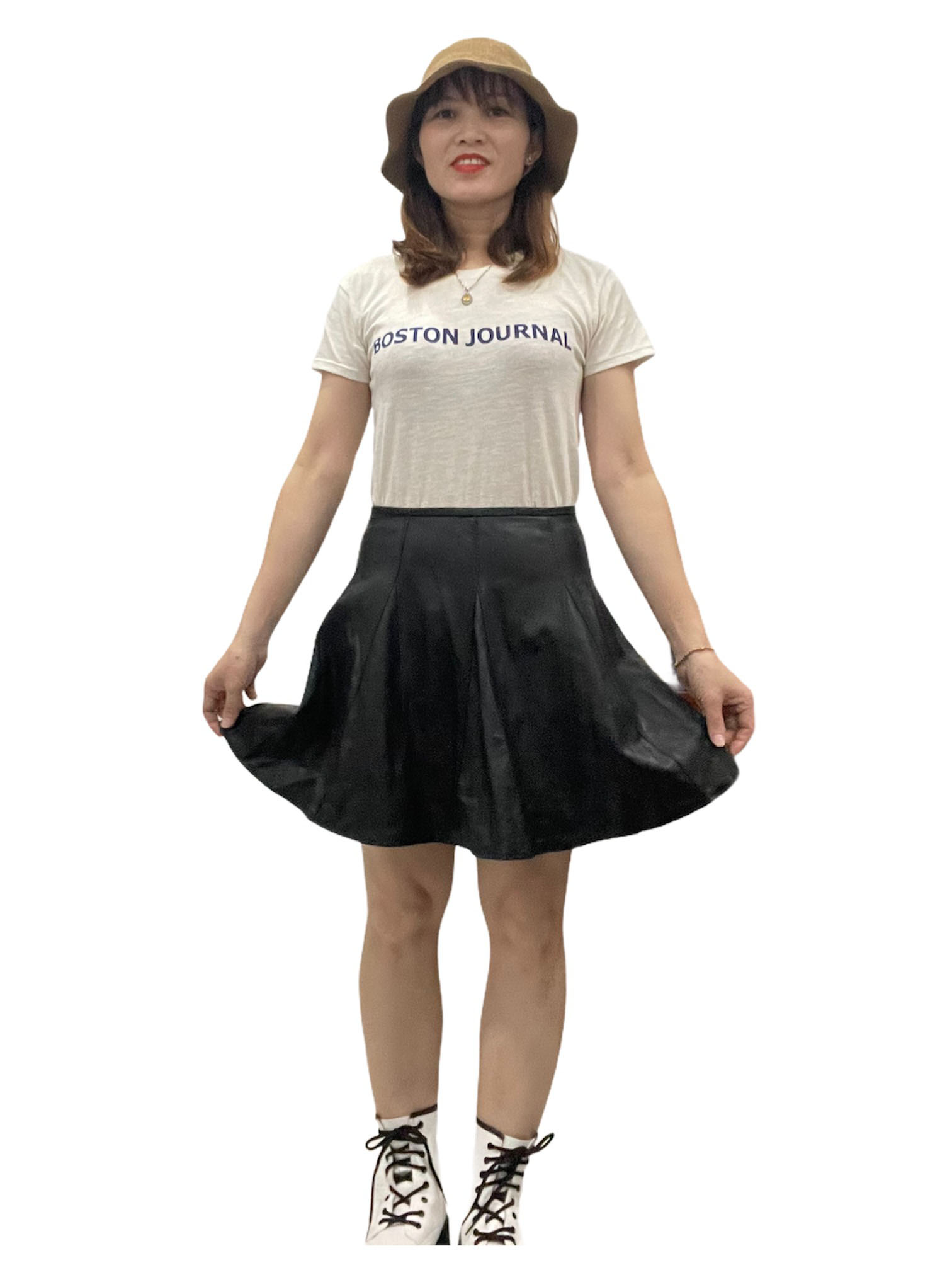 Chân Váy Chữ A Da Pu Lưng Cao Thời Trang Hàn Quốc V23- 45-48 KG JIAMI