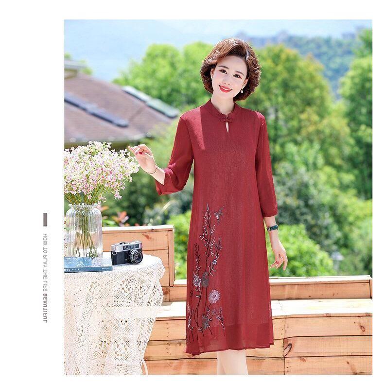 ️Đầm Suông Trung Niên️Đầm Dự Tiệc Trung Niên Phối Họa Tiết Hoa Dáng Suông Sang Trọng Size M -&gt; 3XL