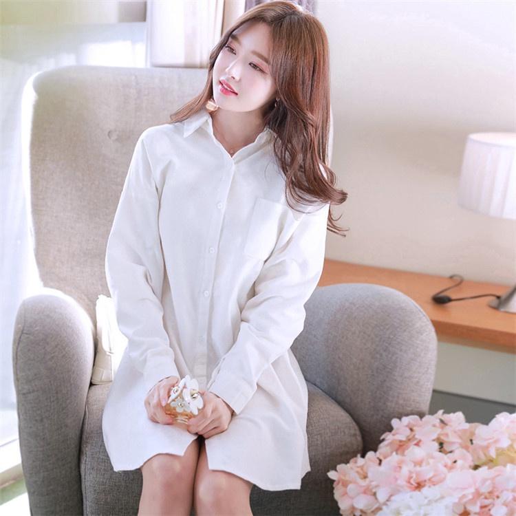 Áo Sơ Mi Trắng Nữ Form Rộng YURITA Vạt Bầu Dáng Dài Phong Cách Hàn Quốc Ulzzang Vintage