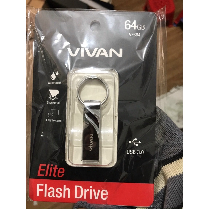 Thiết Bị Lưu Trữ USB 3.0 64GB VIVAN VF364 Flash Drive Đầu Kim Loại Nhẹ - Hàng Chính Hãng