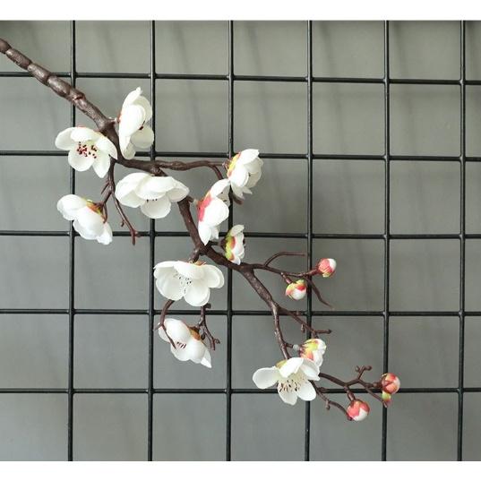 Cành đào giả nhựa màu trắng trang trí Tết đẹp 60cm mã AZHOA0031