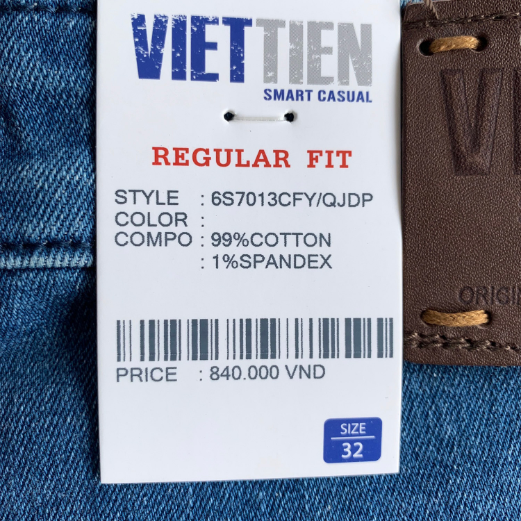 Viettien - Quần Jeans nam dài Regular fit Màu Xanh 6S7013