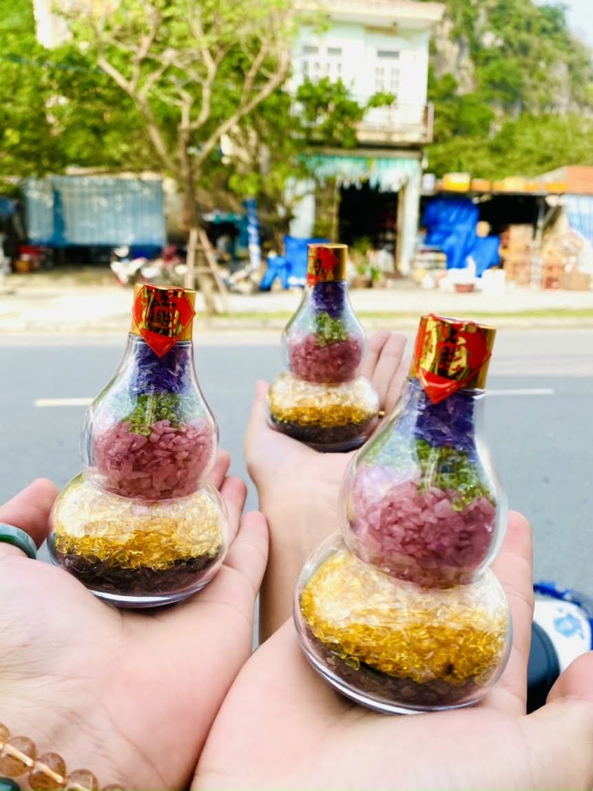 Hồ Lô chiêu tài lộc đá Thạch Anh ngũ sắc