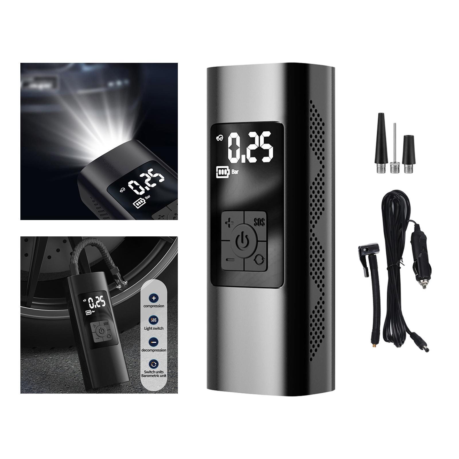 Portable Mini Car Tyre Pump Air Compressor LED Light for Car Motorcycle