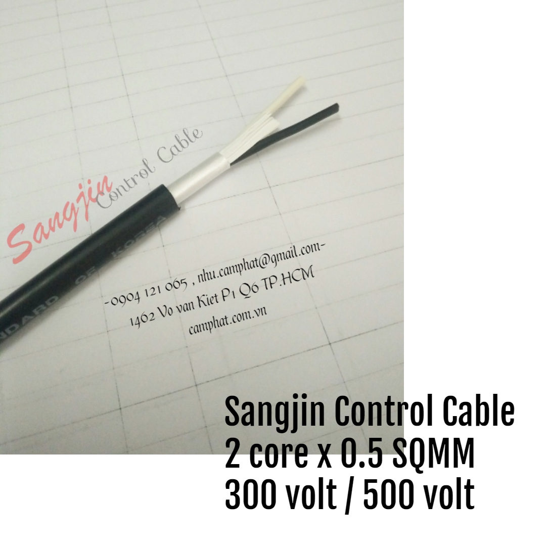 Cáp điều khiển Sangjin 2 core x 0.5 SQMM không chống nhiễu