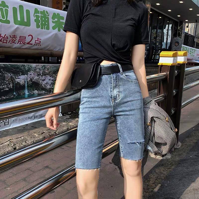 Quần jean ngố / lửng BIG SIZE lưng cao trên rốn, co dãn mạnh đẹp, rách đẹp 3607