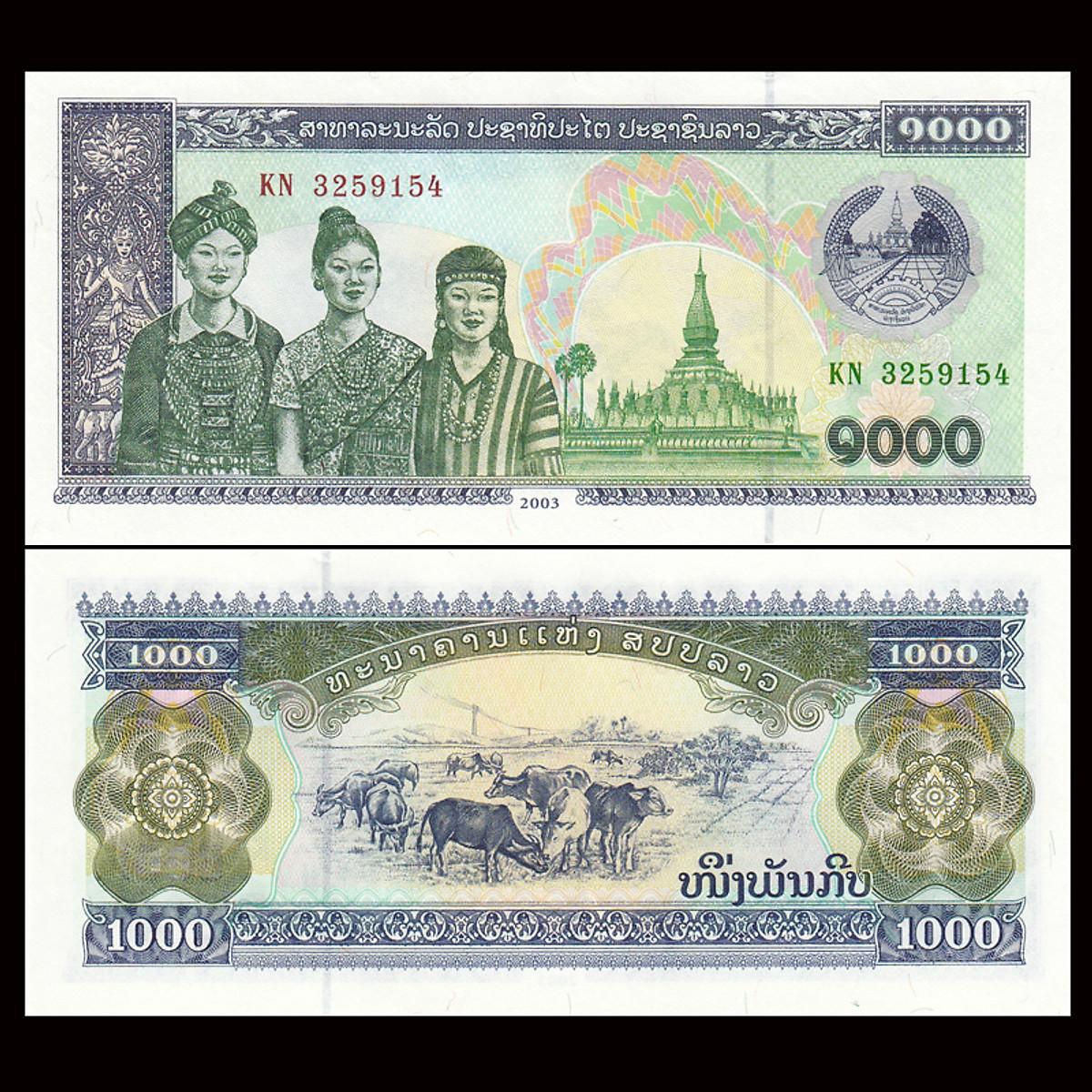 Tờ con trâu Lào 1000 Kips sưu tầm , tiền Đông Nam Á , Mới 100% UNC, sưu tầm