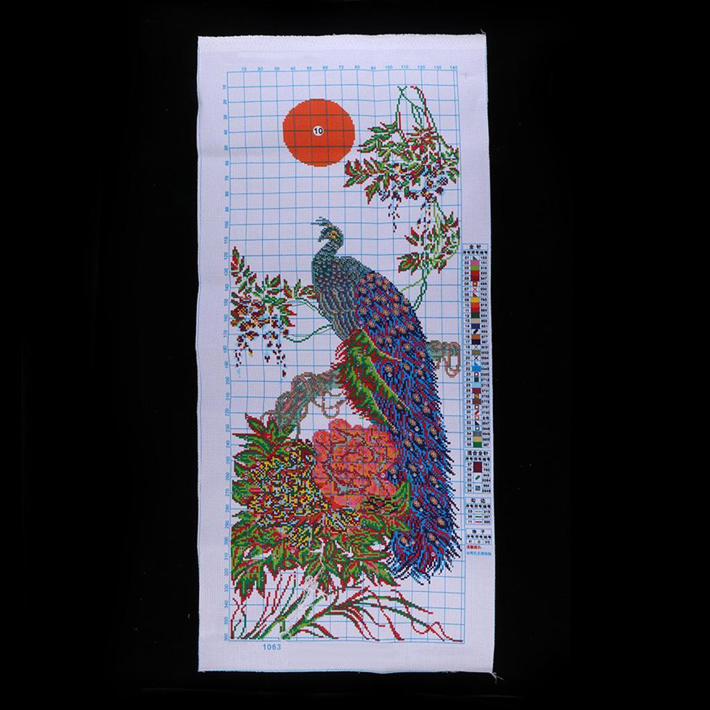 DIY Painting Peony Peacock Embroidery Cross Stitch Kits Crafts Home Decors