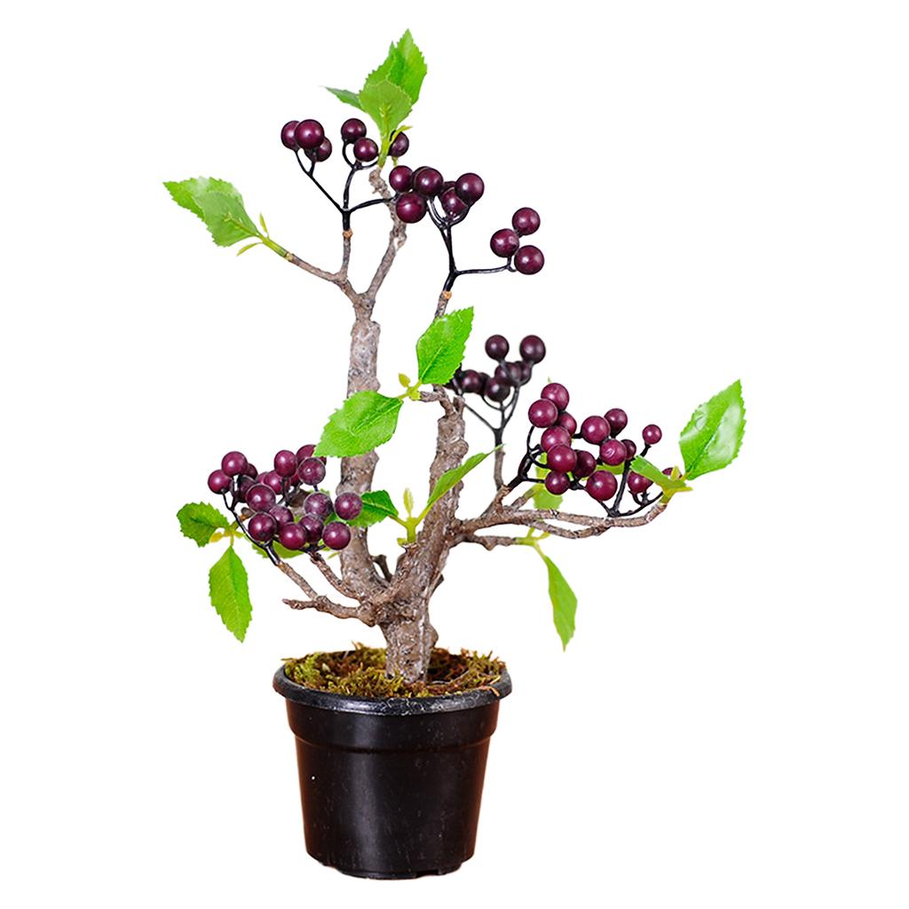 Artificial Fruit Tree Bonsai Green Leaf Realistic Potted Plants Rubber Balls