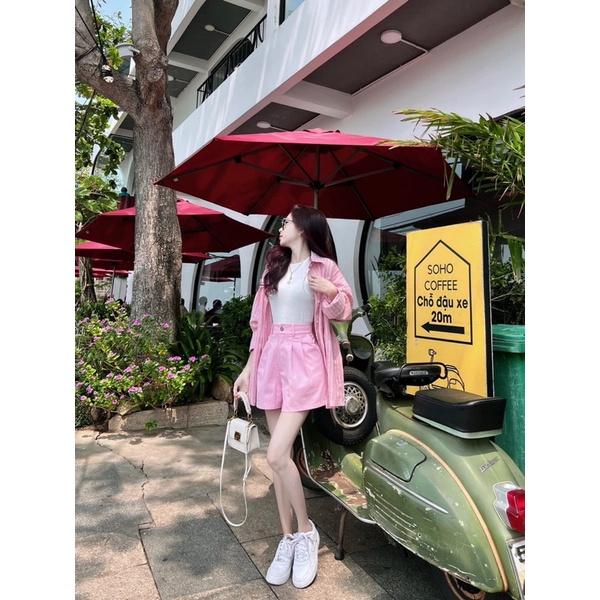 Freeship SET ÁO SƠ MI quần short áo 2d set 3 món Kgia fashion