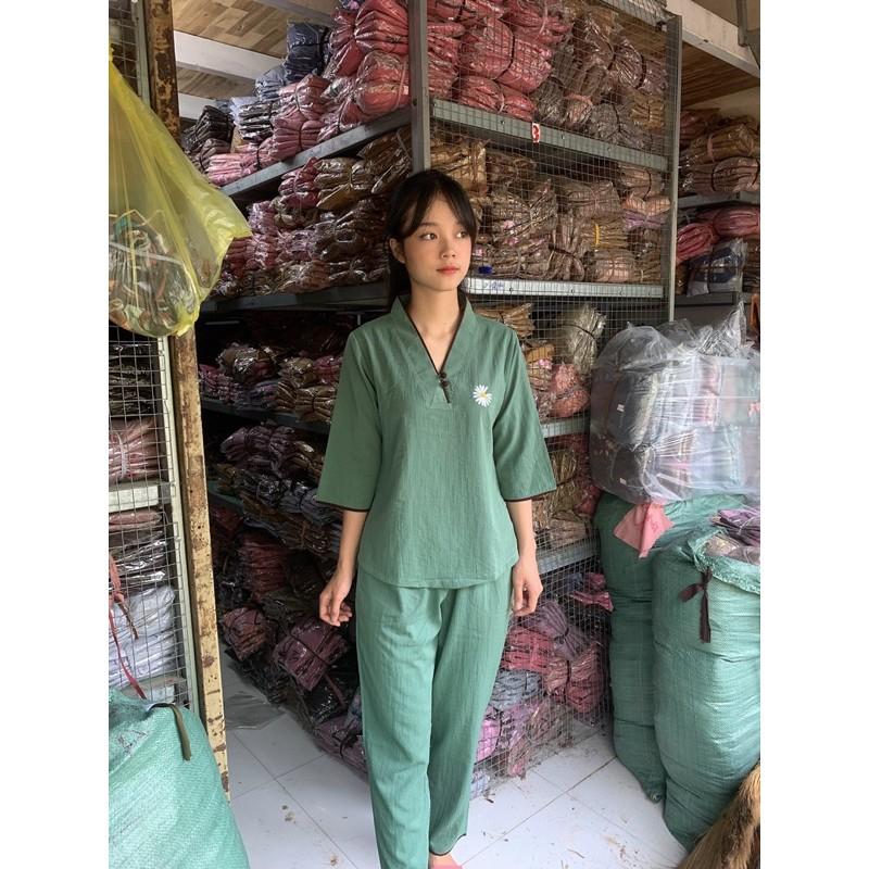 Áo lam đi chùa, thời trang nữ, đồ bộ, hottrend hoa cúc