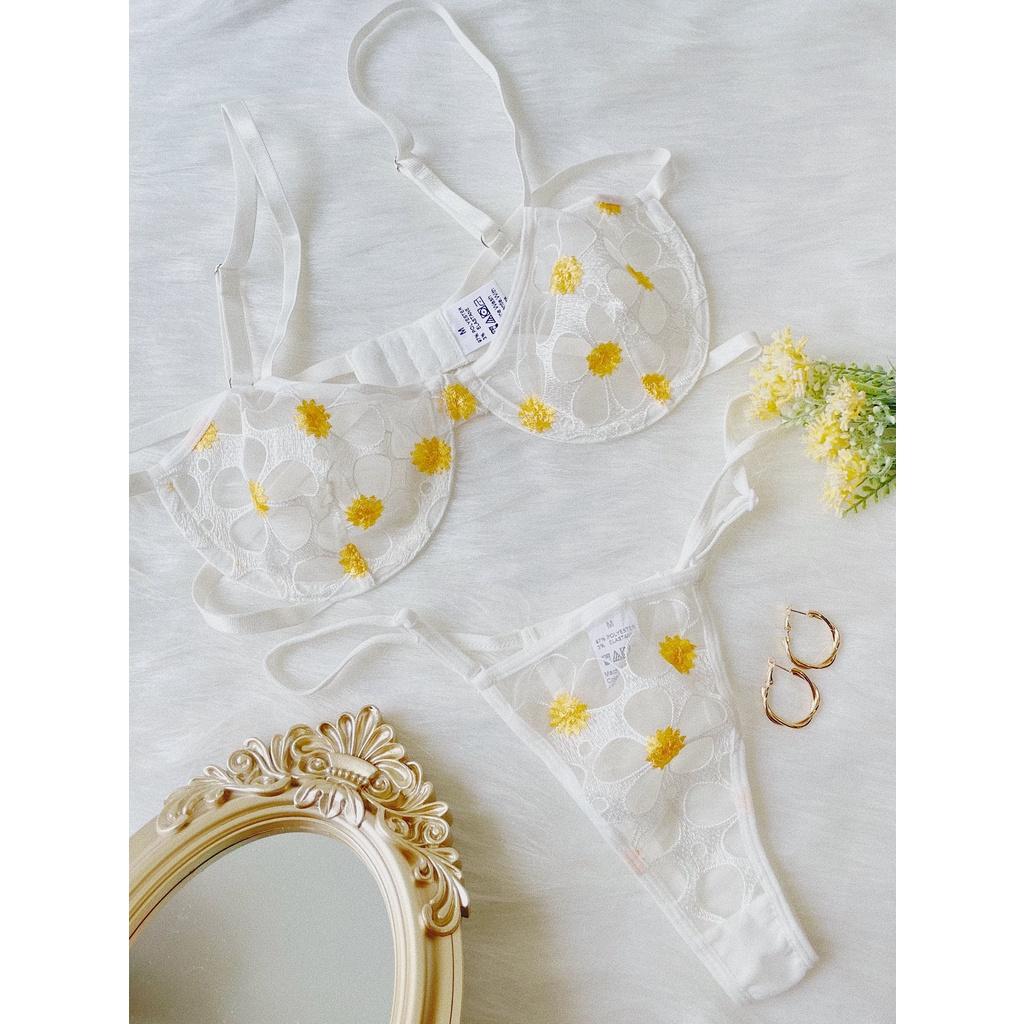 Set Hoa Vàng Ren Trắng - Let's Love Đồ Lót Nội Y