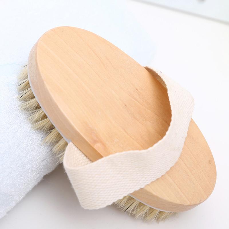 Bàn Chải Tắm Bằng Gỗ Lông Mềm Tự Nhiên