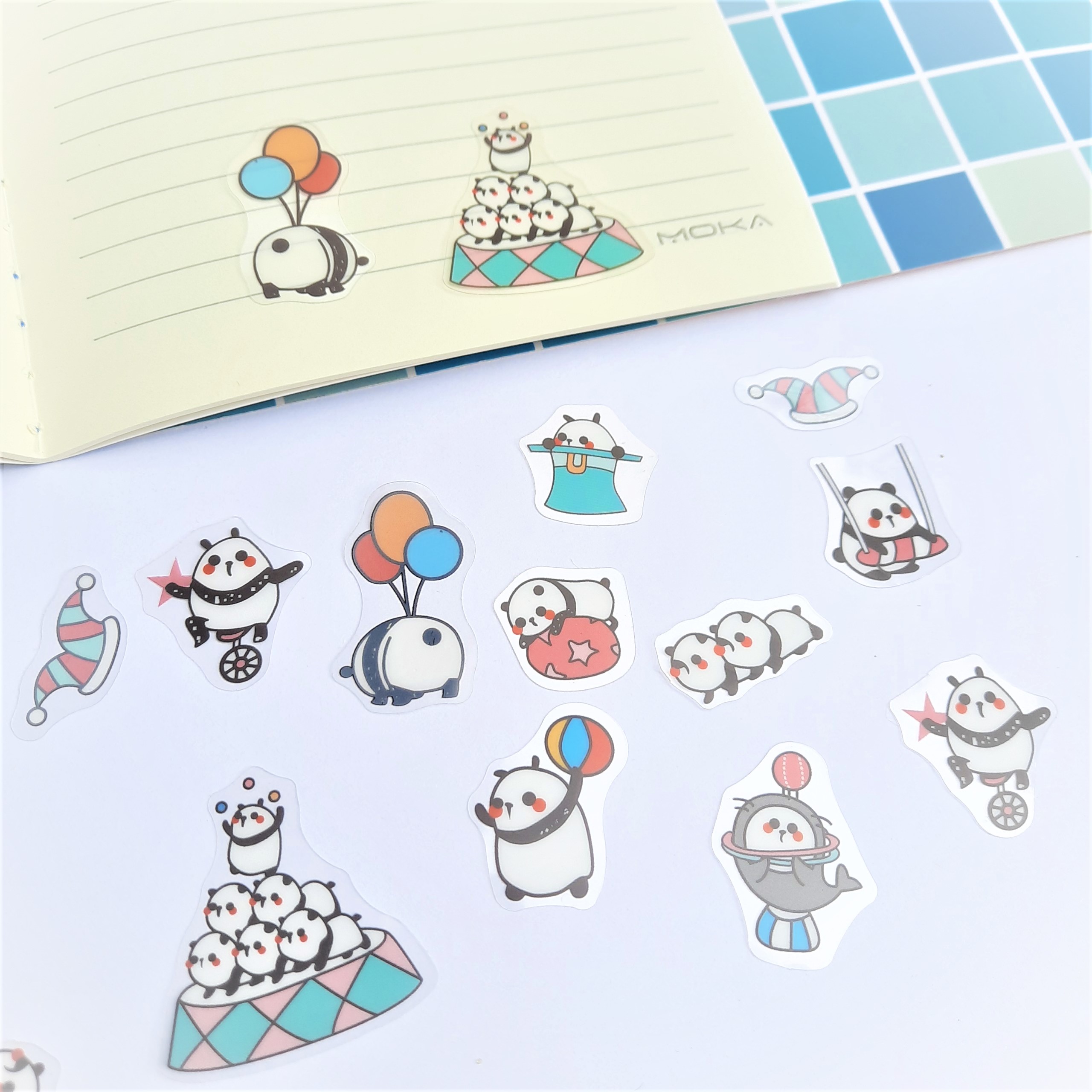 Combo 2 Bộ 40 Sticker Hình Dán Mini Gấu Trúc