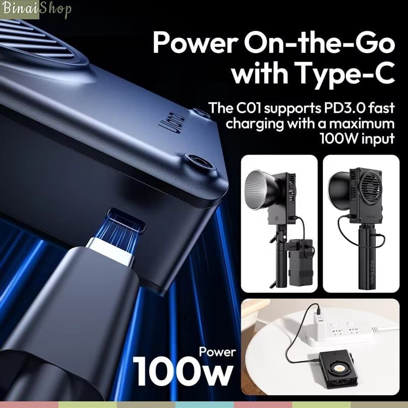 Ulanzi C01 – Đèn COB Mini100W, Chuẩn Màu CRI96+, Sạc Type-C PD 100W Tiện Lợi Cho Quay Phim, Livestream Và Chụp Sản Phẩm Chuyên Nghiệp - Hàng chính hãng