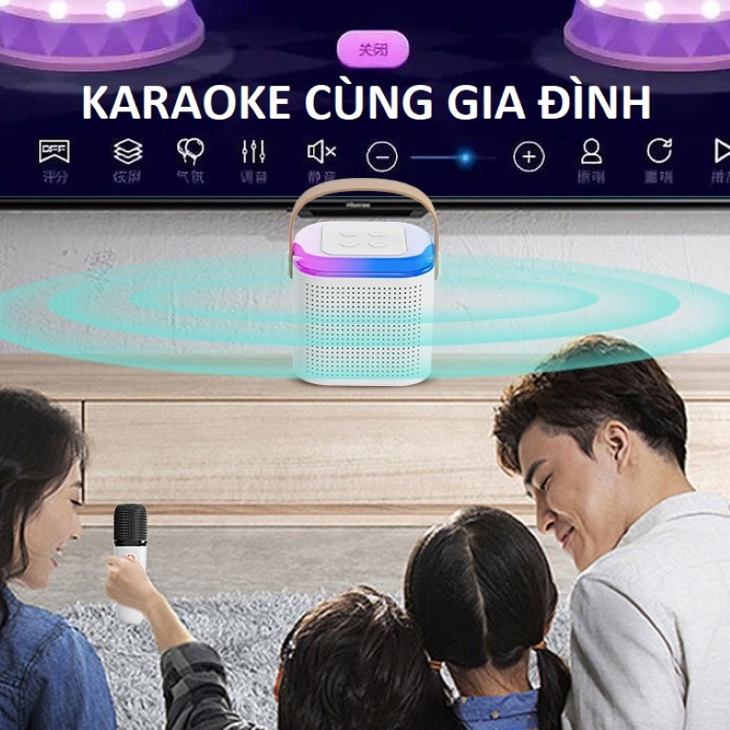 Bộ Loa Karaoke Led Mini Không dây Bluetooth Y2 Tặng Kèm 2 micro siêu nhỏ gọn cho điện thoại máy tính bảng pc laptop