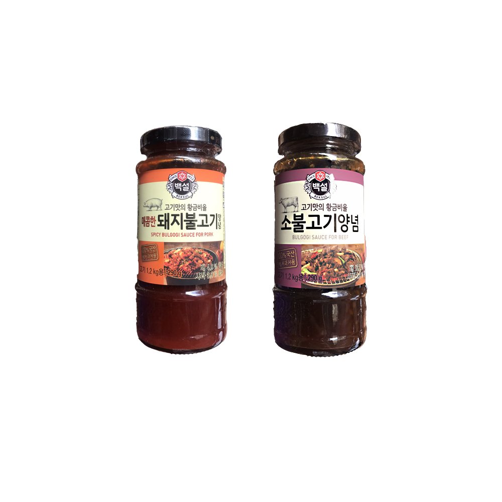 Combo Sốt Ướp BBQ Thịt Heo Bulgogi Beksul 290g Và Sốt Ướp Thịt Bò BBQ Beksul 290g - Nhập Khẩu Hàn Quốc