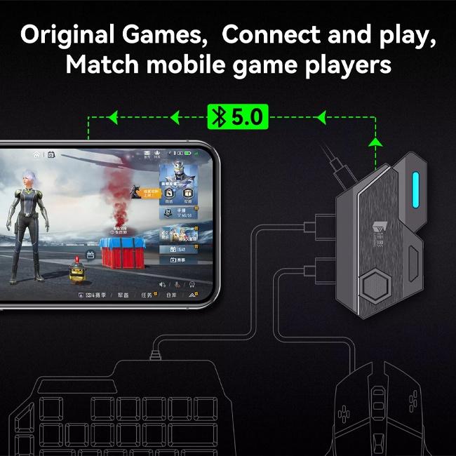 Bộ chuyển đổi bàn phím và chuột chơi game Bluetooth 5.0 chuyên dụng cho điện thoại (có bán lẻ)