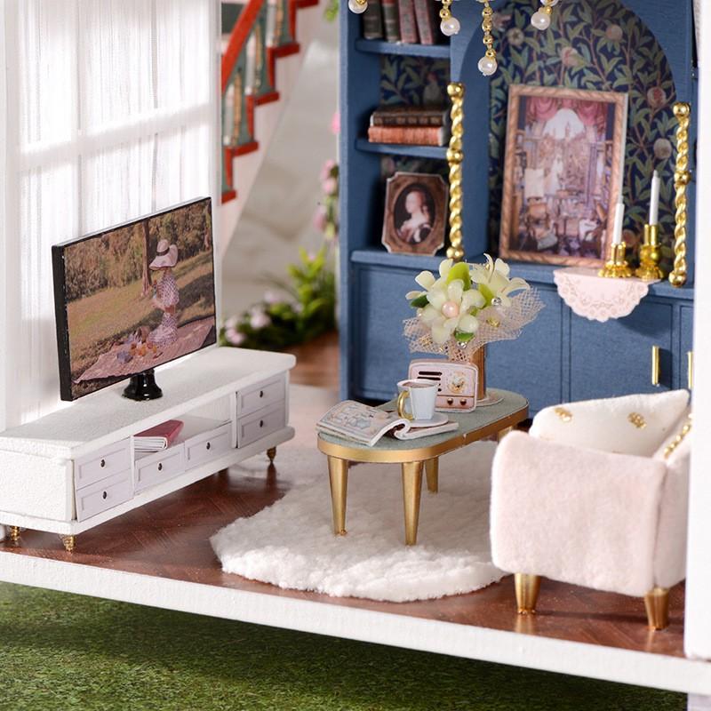 Mô hình nhà DIY Doll House Monet Garden Kèm Mica Chống bụi, Bộ dụng cụ và Hộp nhạc