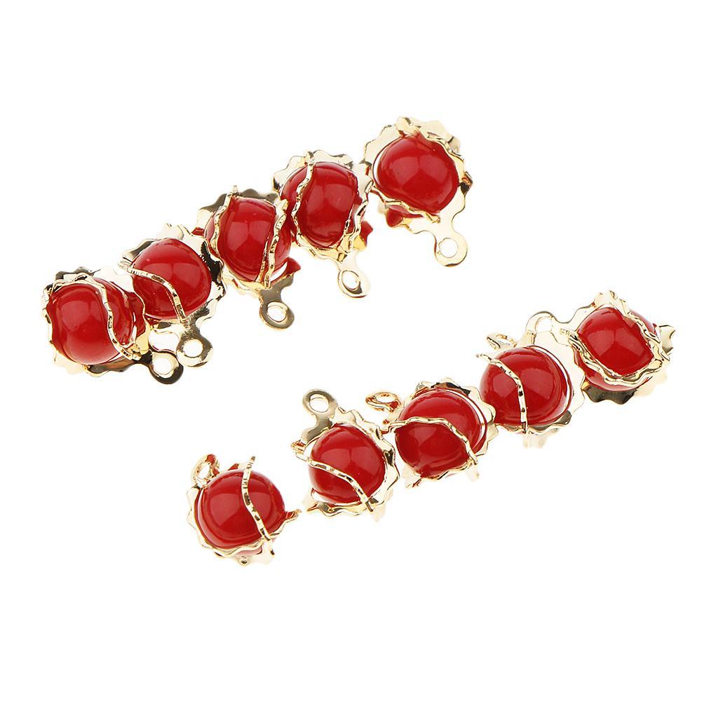 10 Pieces Round Pearl with Copper Pendant DIY Earring Necklace