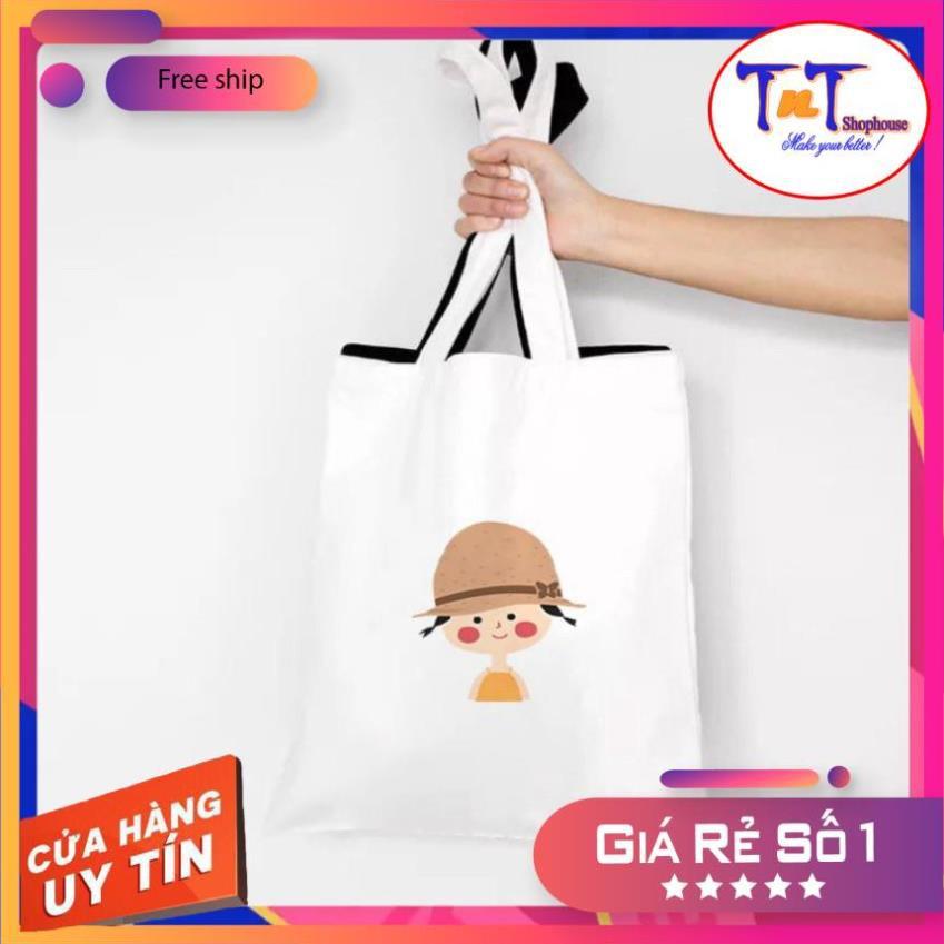 TT05 Túi tote ️ Túi vải Canvas đeo vai phong cách Ulzzang, vải bố form Unisex Vintage