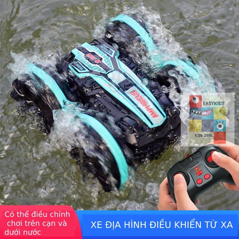 Xe Ô Tô Điều Khiển Từ Xa RC Xe Đồ Chơi Lội Nước, Chạy Trên Cạn Cực Ngầu Cho Bé