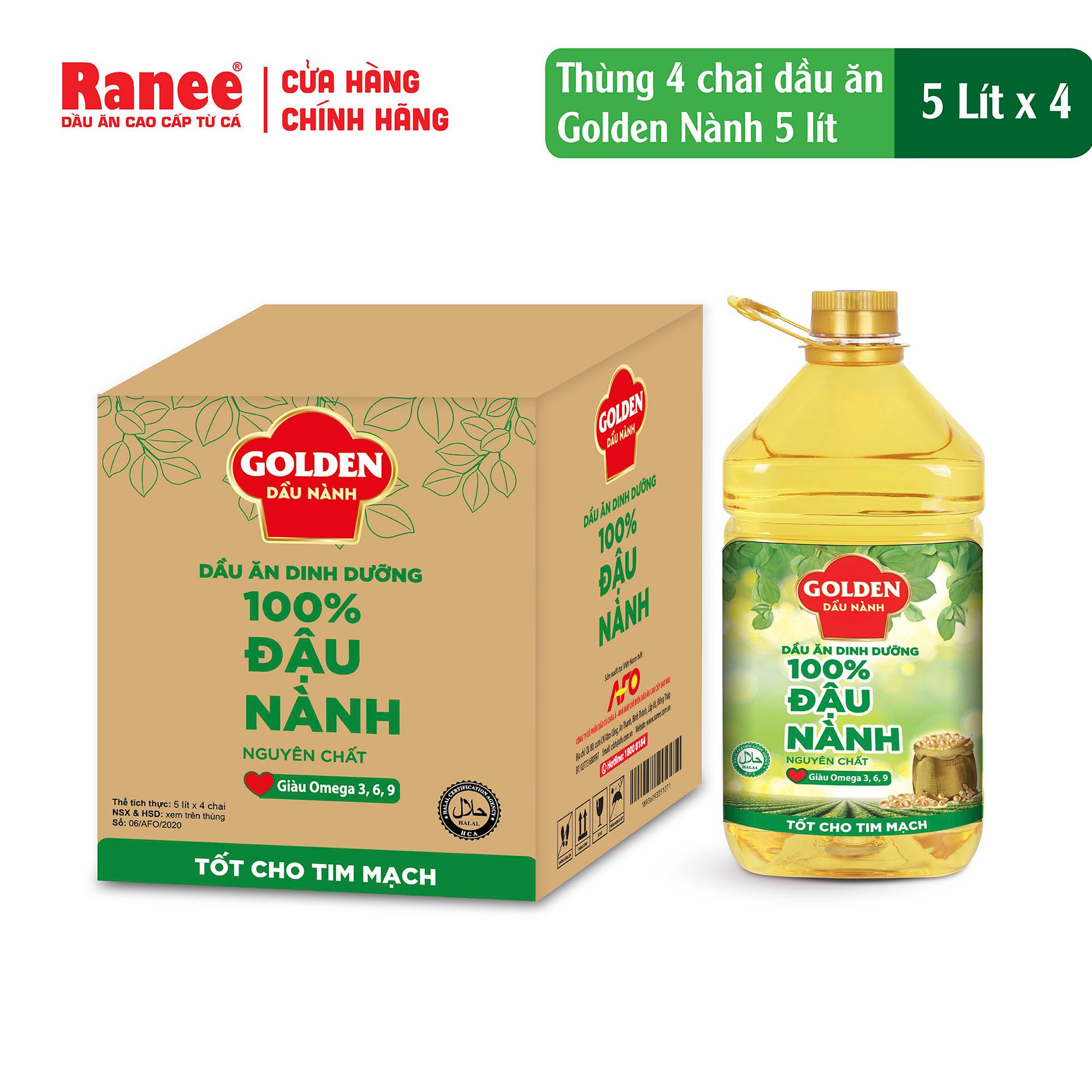 Thùng Dầu Đậu Nành cao cấp Golden 5 lít (5 lít/chai x 4 chai)