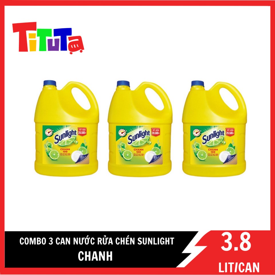 Thùng 3 Can Nước Rửa Chén Sunlight Chanh 3.8kg