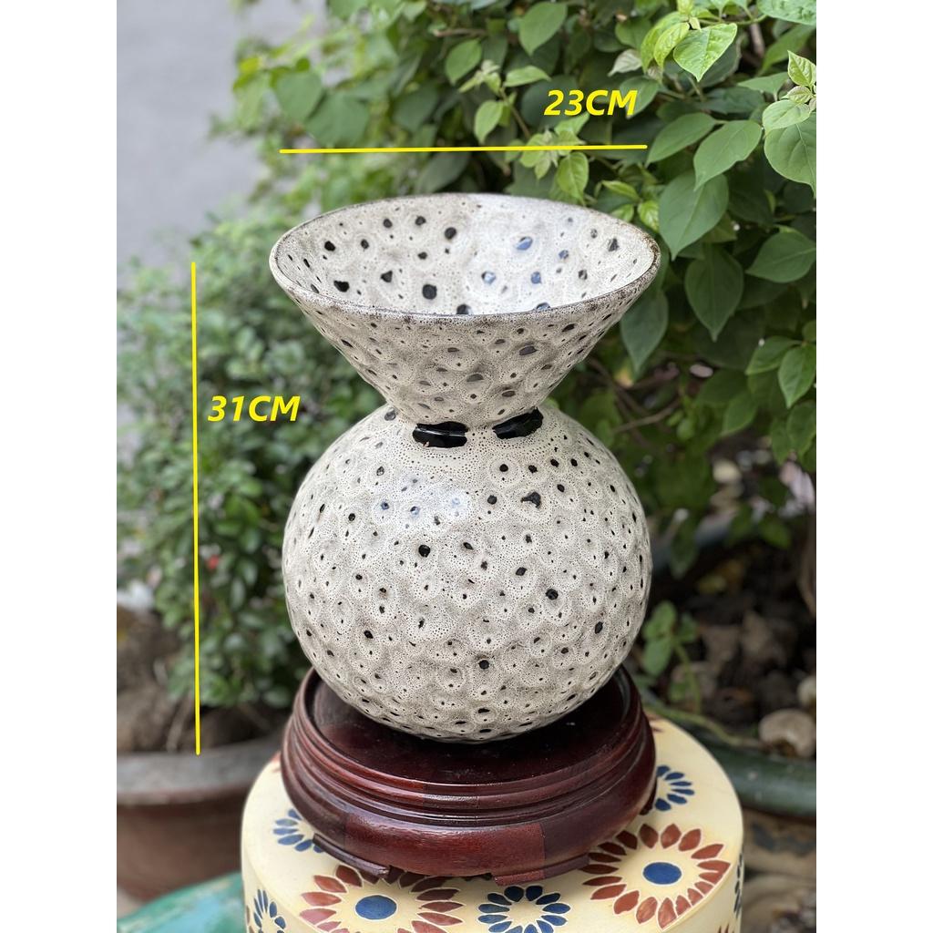 BÌNH HOA GỐM SỨ XUẤT KHẨU TRANG TRÍ DECOR MIỆNG LE TRÒN