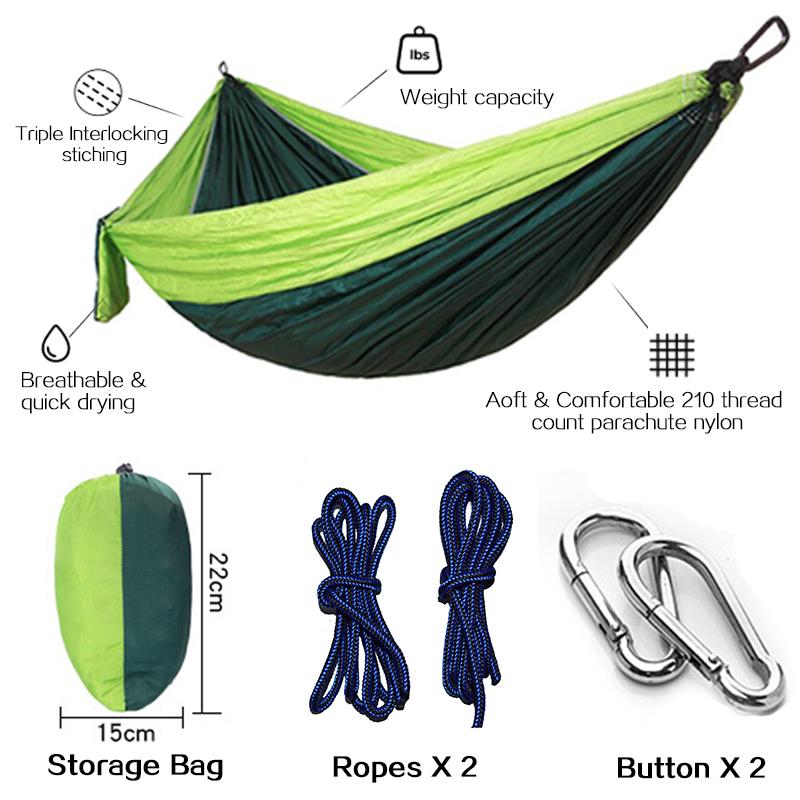Đi Bộ Đường Dài Cắm Trại Võng Di Động Nylon An Toàn Dù Hamac Võng Ngoài Trời Đôi Người Giải Trí Hamak