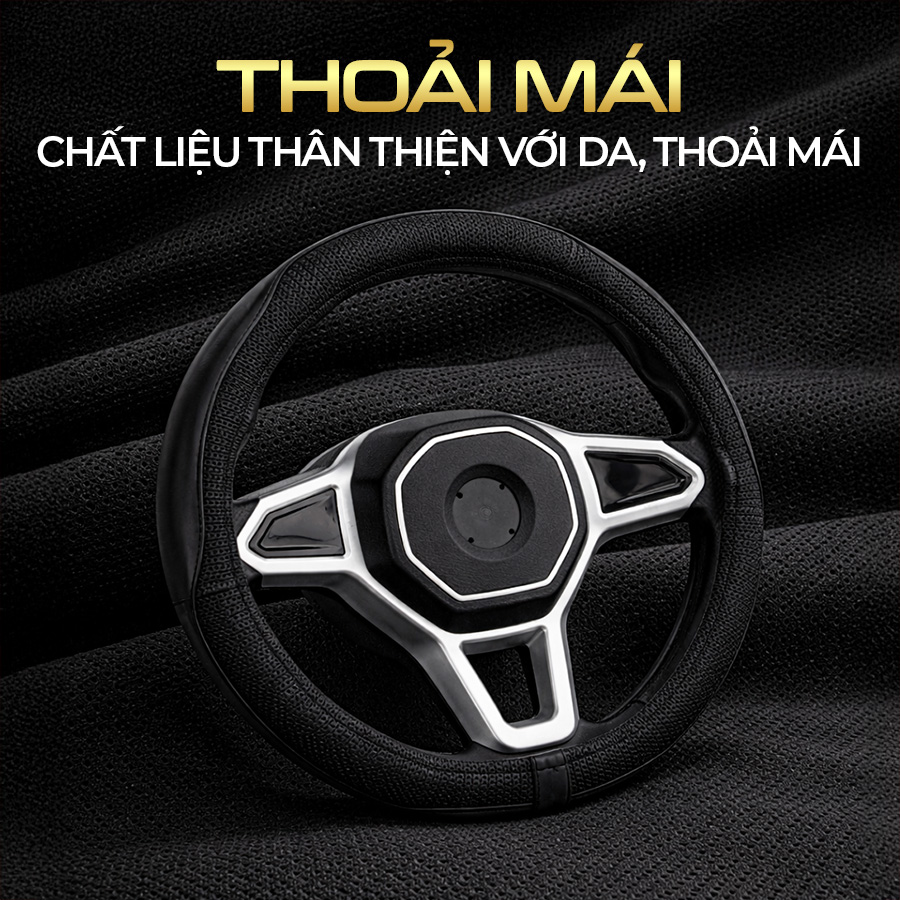 Bọc Vô Lăng D-Cut CIND E011D Size M Màu Đen Da PU Lõi TPE Chống Trượt Siêu Êm - Nhập Khẩu Chính Hãng