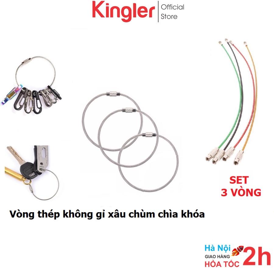 Combo 3 Vòng Thép Không Gỉ, Có Chốt Ren Vặn Giữ Chặt, Móc Xâu Đồ Đa Năng, Treo Chìa Khóa, Tháo Gỡ Nhanh Chóng.  Kingler 5090