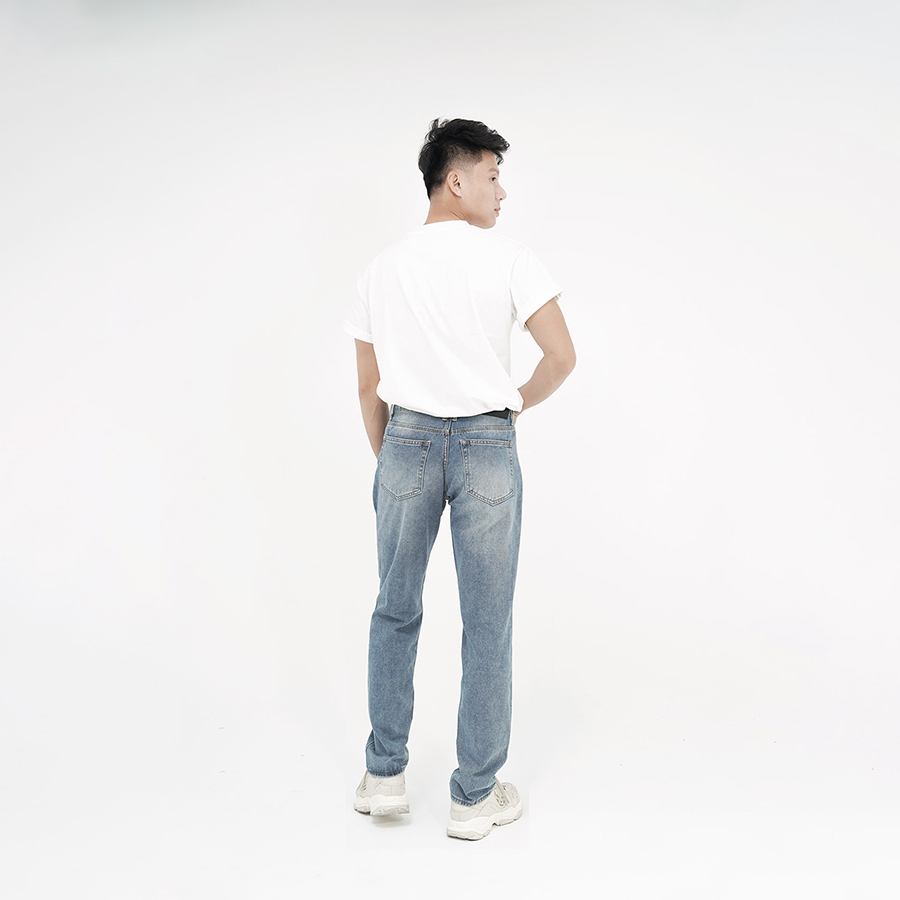 Quần Jeans Nam Cao Cấp HUNTER X-RAYS  Form Straight Cotton Màu Xanh Đậm - Hunter X-Rays D24