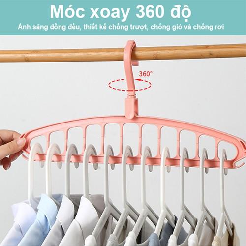 Móc Treo Quần Áo Đa Năng Cao Cấp Thông Minh 11 Lỗ Tiết Kiệm Diện Tích Đến 80%, Xoay 360 Độ Tiện Lợi