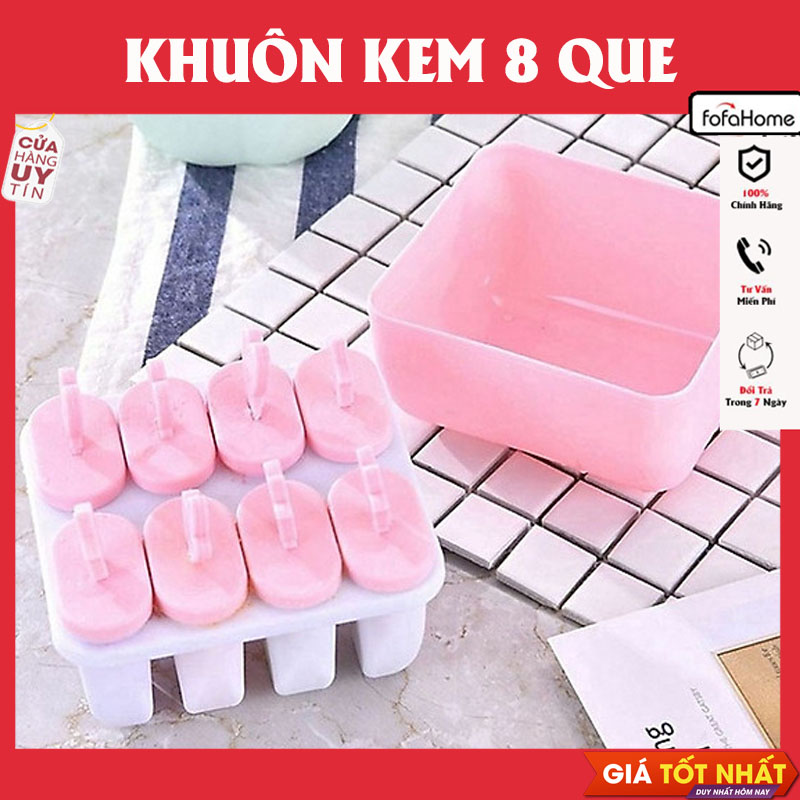 Khuôn Làm Kem 8 Que Có Nắp Đậy Tự Làm Kem Tại Nhà Cho Bé Tiện Lợi - Giao Màu Và Hình Ngẫu Nhiên