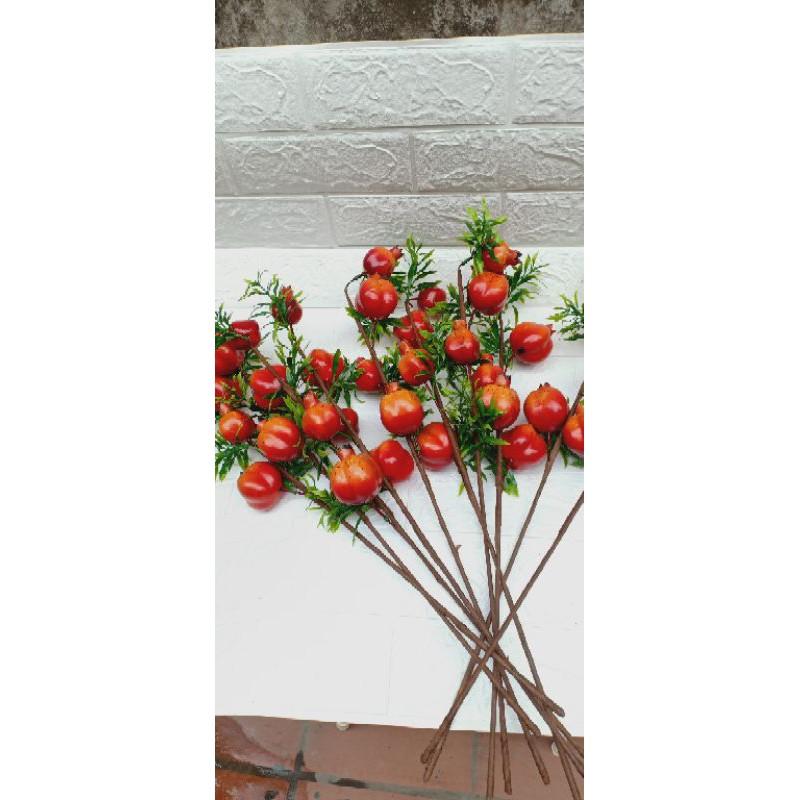 Cành lựu 4quả kèm lá cao 60cm-Quả giả