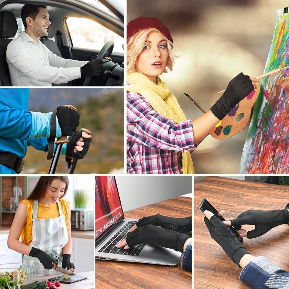 Găng tay chống viêm khớp bằng đồng, Găng tay nén cho nam và nữ cho bệnh thấp khớp và viêm xương khớp, Găng tay chống viêm khớp bằng đồng, Găng tay giảm đau ngón