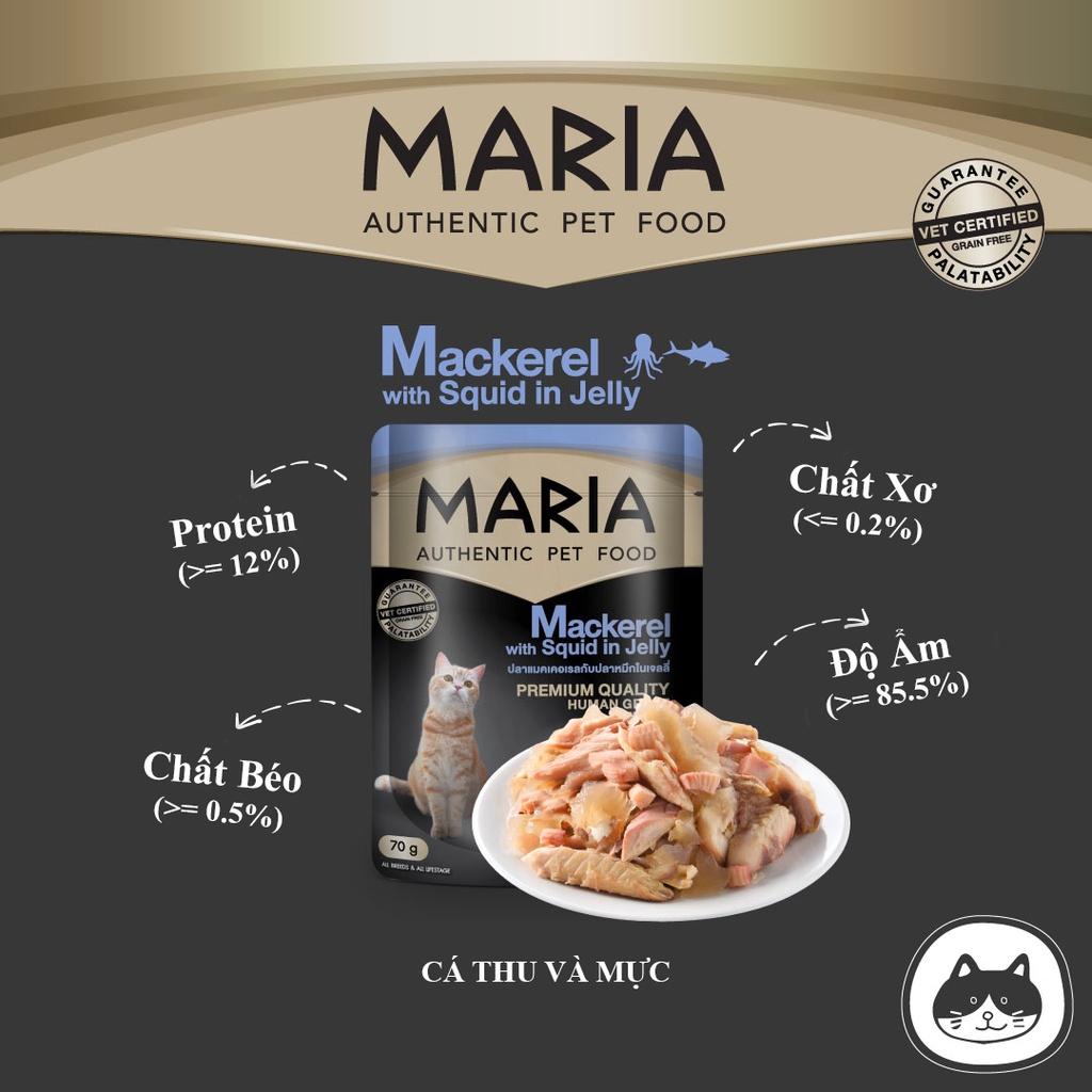 Pate cho mèo| mèo con 1-2 tháng tuổi Combo 8 gói 70g MARIA AUTHENTIC PET FOOD - thức ăn cho mèo vị thịt gà, cá hồi, cá thu, mực