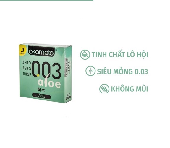 Bcs 0.03 Okamoto Aloe Siêu Mỏng Hương Nha Đam (H3) - Che Tên Sản Phẩm