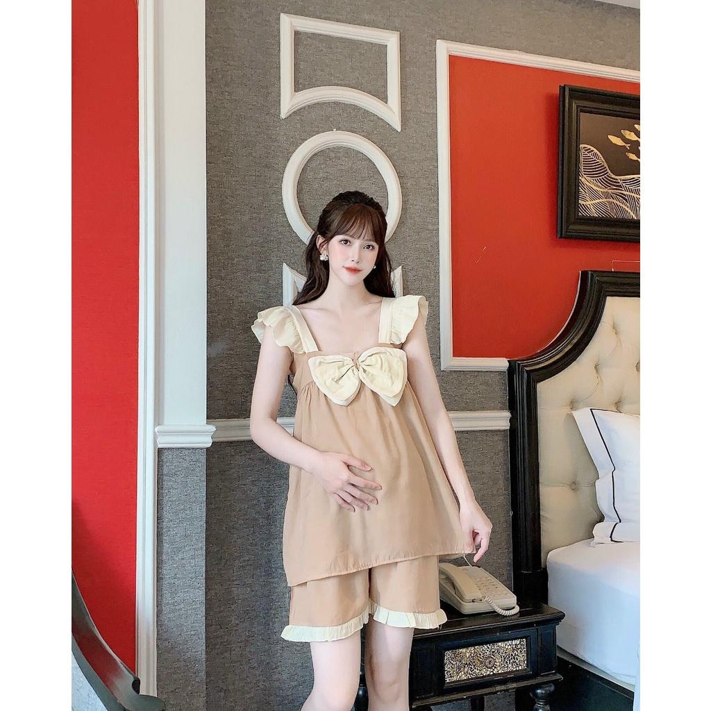 Bộ đồ bầu ngắn tay thời trang thiết kế mặc mùa hè mềm mát M77 - bauxinh
