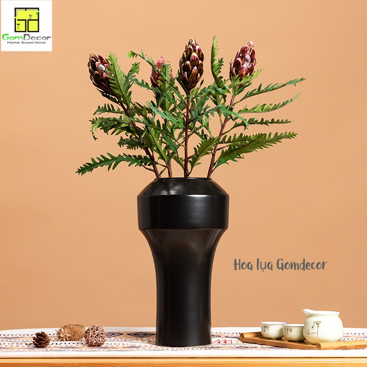 Hoa atiso giả cành 2 nhánh hoa giả đẹp siêu cao cấp phủ phấn như thật
