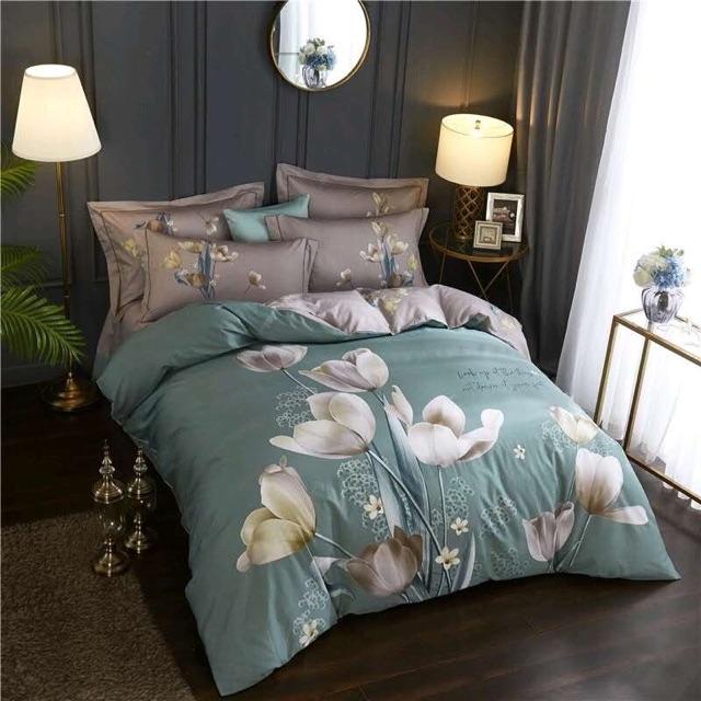 Set Cotton Ogranic Hàng Nhập Khẩu Cao Cấp 4 Món Hoa Khung Tuy Lip