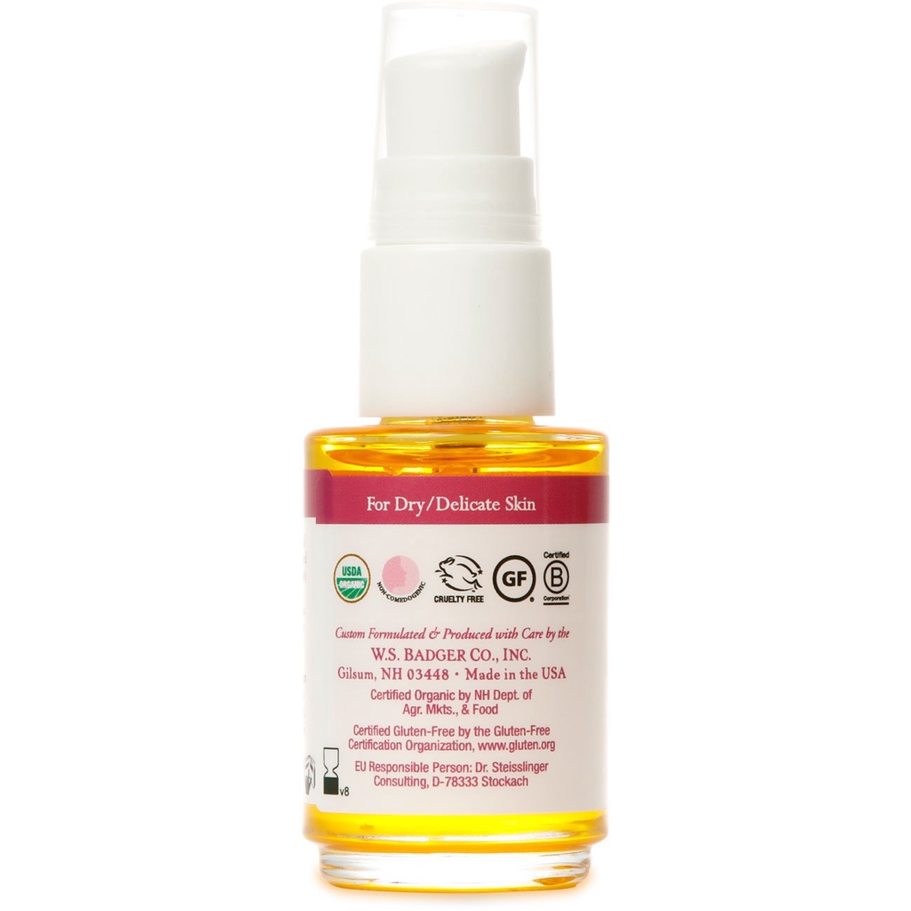 Dầu dưỡng da hoa hồng Badger Rose Face Oil USDA Organic - Dành cho da khô, lão hóa - 29.5mL