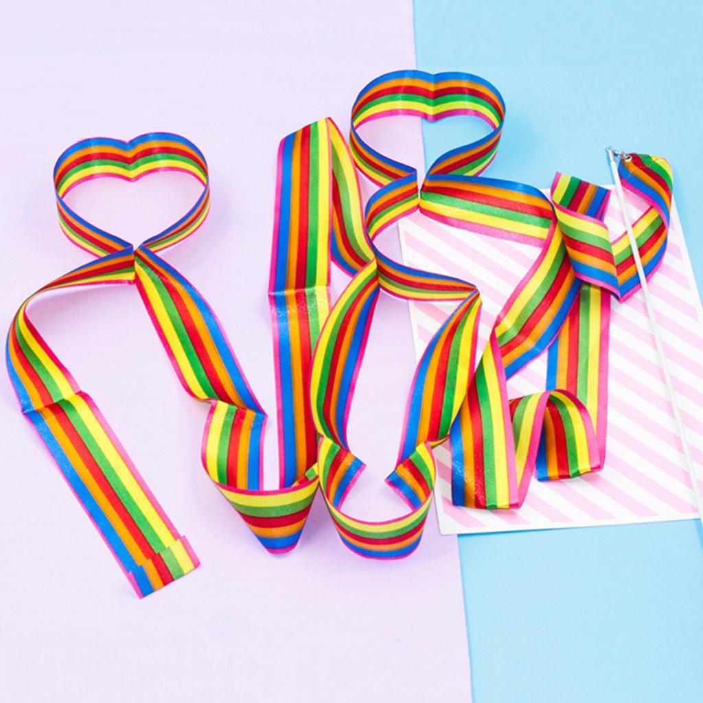 5X Dance Ribbon Gym Rhythmic Art Gymnastic Streamer Twirling Rod Colorful