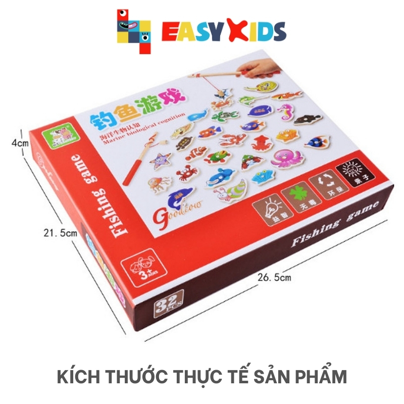 Đồ Chơi Gỗ Câu Cá Cho Bé Có Nam Châm 32 Chi Tiết Nhiều Màu Sắc Hấp Dẫn